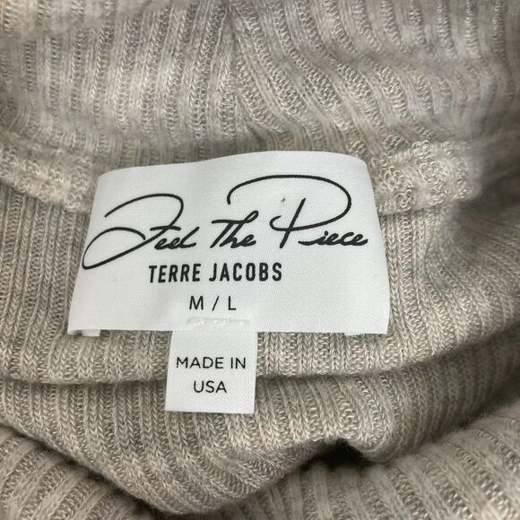 β¨ Feel The Piece Sleeveless Turtleneck M/L Tencel Oatmeal Made USA Ribbed - Picture 9 of 12